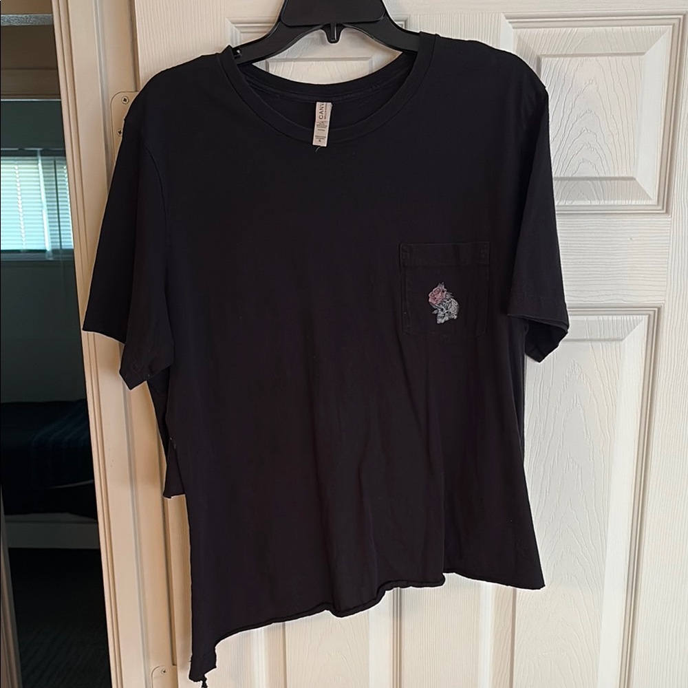 Black T-Shirt with Pocket Detail